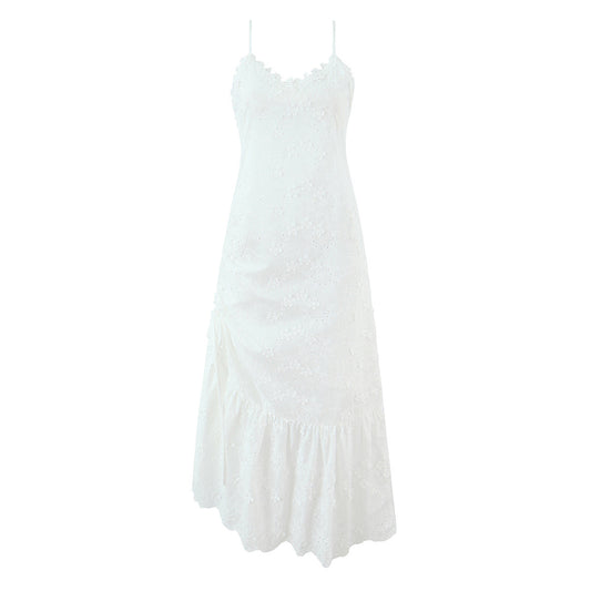 Exquisite Floral Embroidered Spaghetti Strap Dress