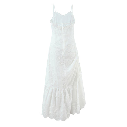 Exquisite Floral Embroidered Spaghetti Strap Dress