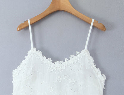 Exquisite Floral Embroidered Spaghetti Strap Dress