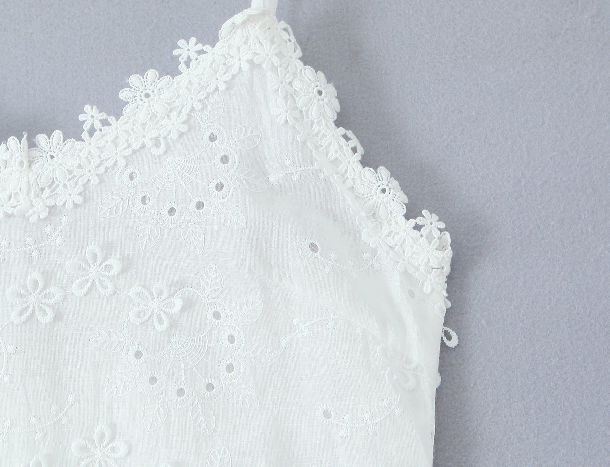 Exquisite Floral Embroidered Spaghetti Strap Dress