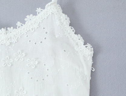Exquisite Floral Embroidered Spaghetti Strap Dress