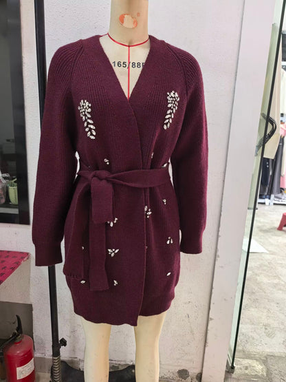 Jewelry Bead Knitted Cardigan