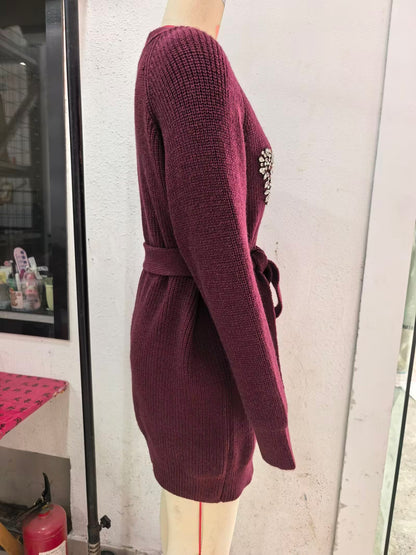 Jewelry Bead Knitted Cardigan