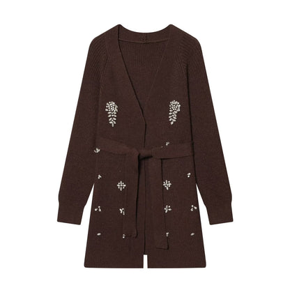 Jewelry Bead Knitted Cardigan
