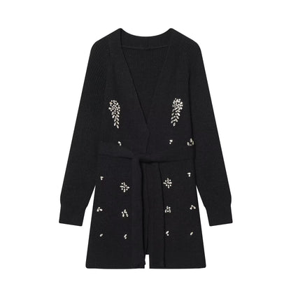 Jewelry Bead Knitted Cardigan