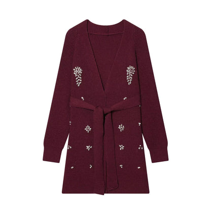 Jewelry Bead Knitted Cardigan