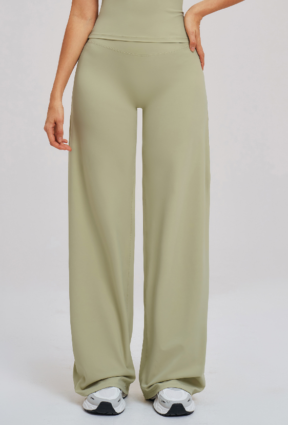 Cross Waist Brushed Loose Wide Leg Sports Pants