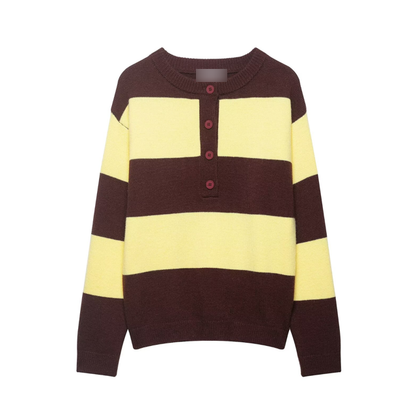 Casual Loose Round Neck Stripe Pullover Knitwear