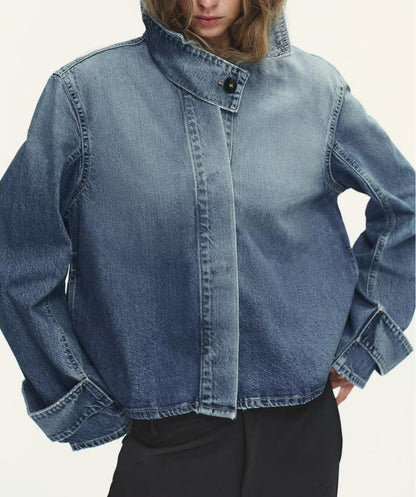 Casual All-Match High Neck Denim Jacket