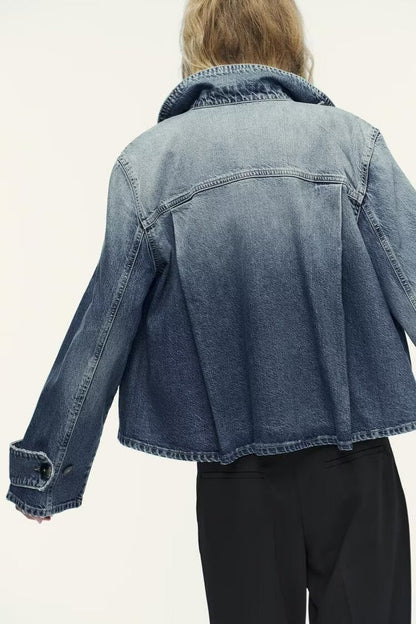 Casual All-Match High Neck Denim Jacket