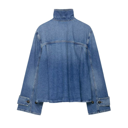 Casual All-Match High Neck Denim Jacket