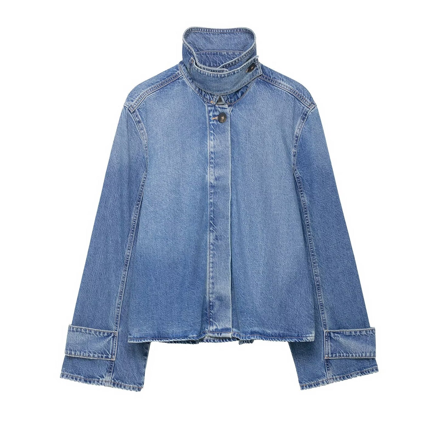 Casual All-Match High Neck Denim Jacket