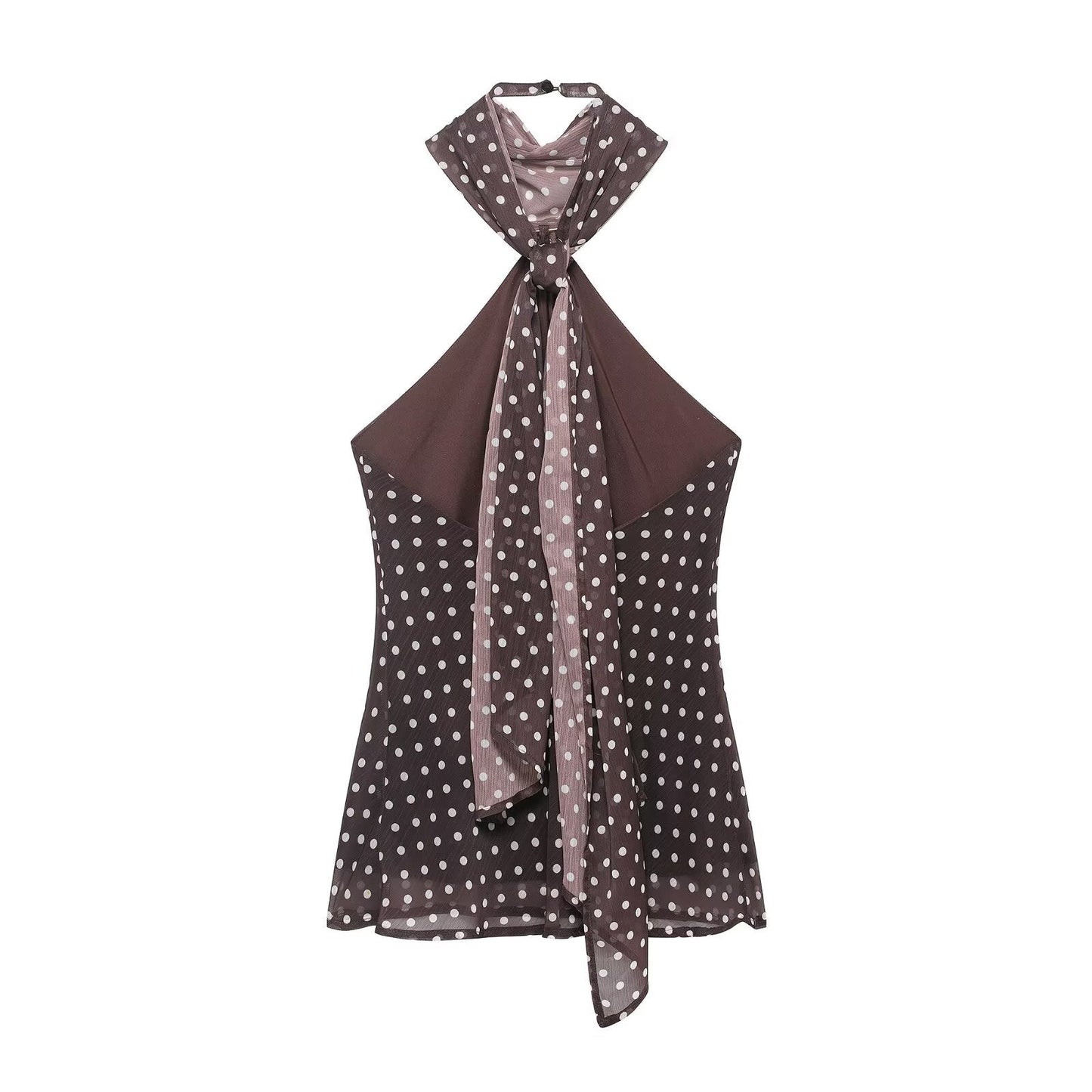 Backless Polka Dot Hanging Collar Cami Top