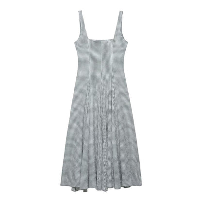 Plaid Bandage Midi Dress