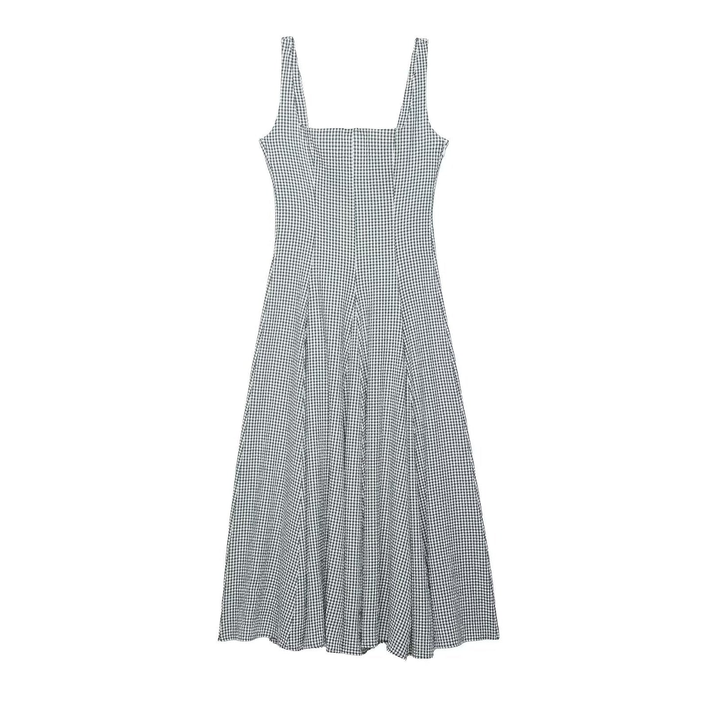 Plaid Bandage Midi Dress