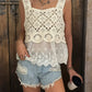 Openwork Lace-Up Off-Shoulder Ruched Halter Top