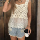 Openwork Lace-Up Off-Shoulder Ruched Halter Top