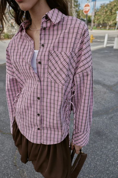 Plaid Multi-Wear Tie Long Shirt
