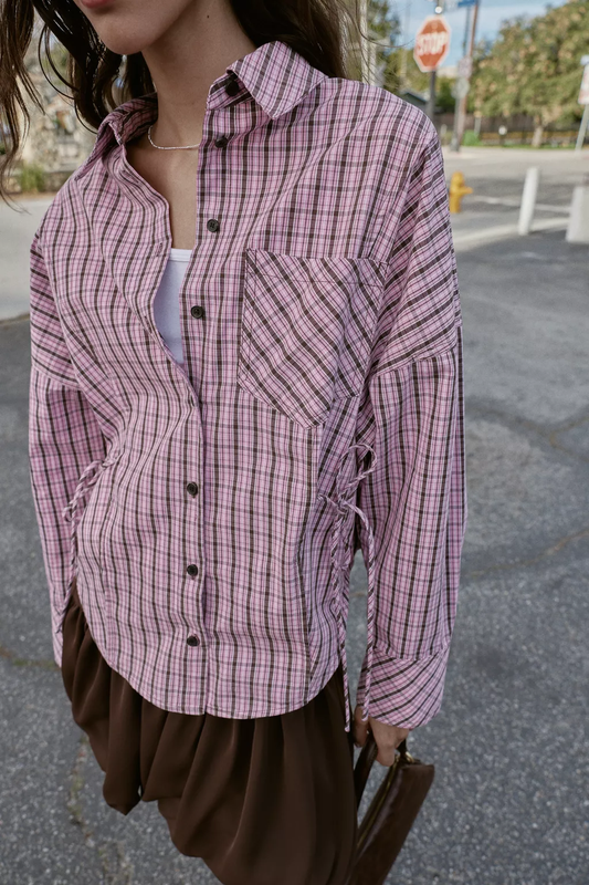 Plaid Multi-Wear Tie Long Shirt