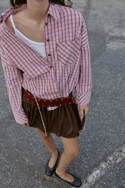 Plaid Multi-Wear Tie Long Shirt