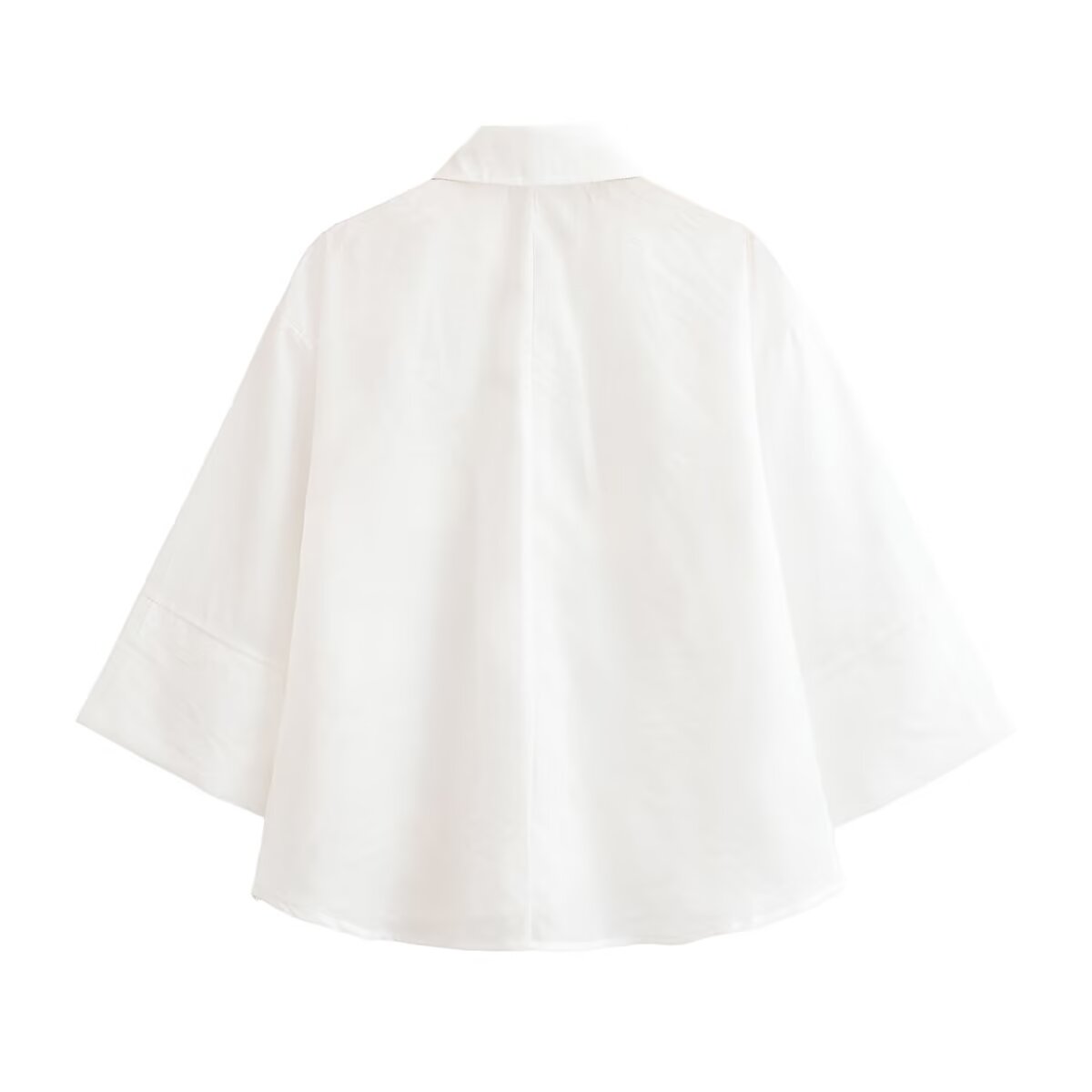 Embossed Floral Polo Collar 3/4 Sleeve Shirt