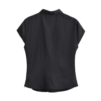 Button Decoration Silk Satin Cami Top