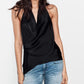 Satin Asymmetric Sleeveless Halter Sling Top