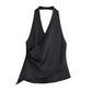 Satin Asymmetric Sleeveless Halter Sling Top