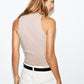 Round Neck Sleeveless Ribbed Sling Cami Top