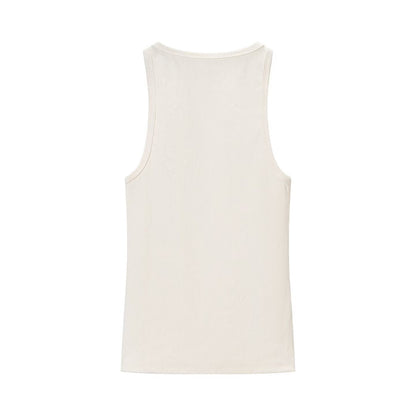 Round Neck Sleeveless Ribbed Sling Cami Top