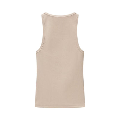 Round Neck Sleeveless Ribbed Sling Cami Top