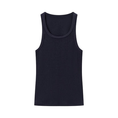 Round Neck Sleeveless Ribbed Sling Cami Top
