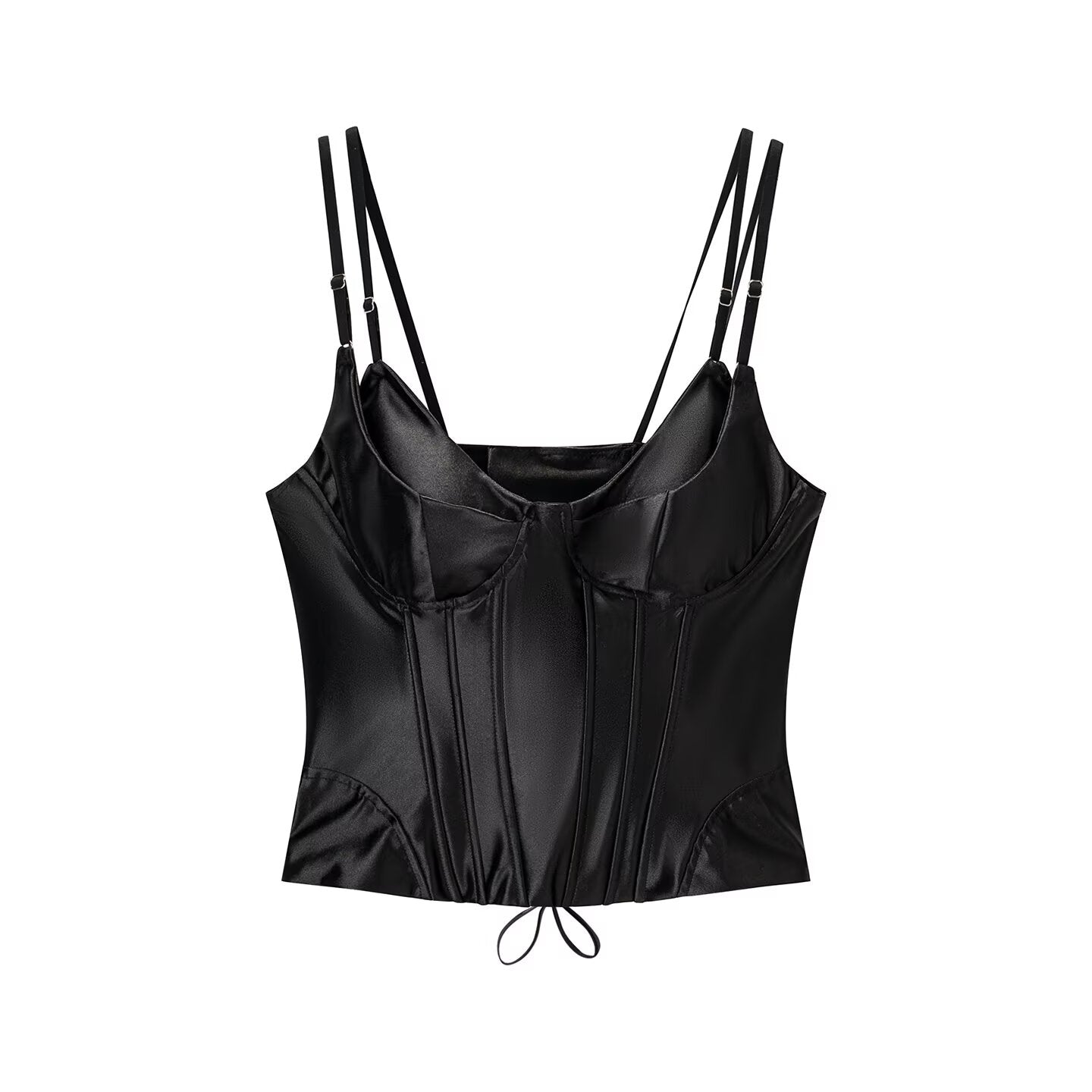 Solid Sleeveless Slimming Satin Spaghetti Strap Cami Top