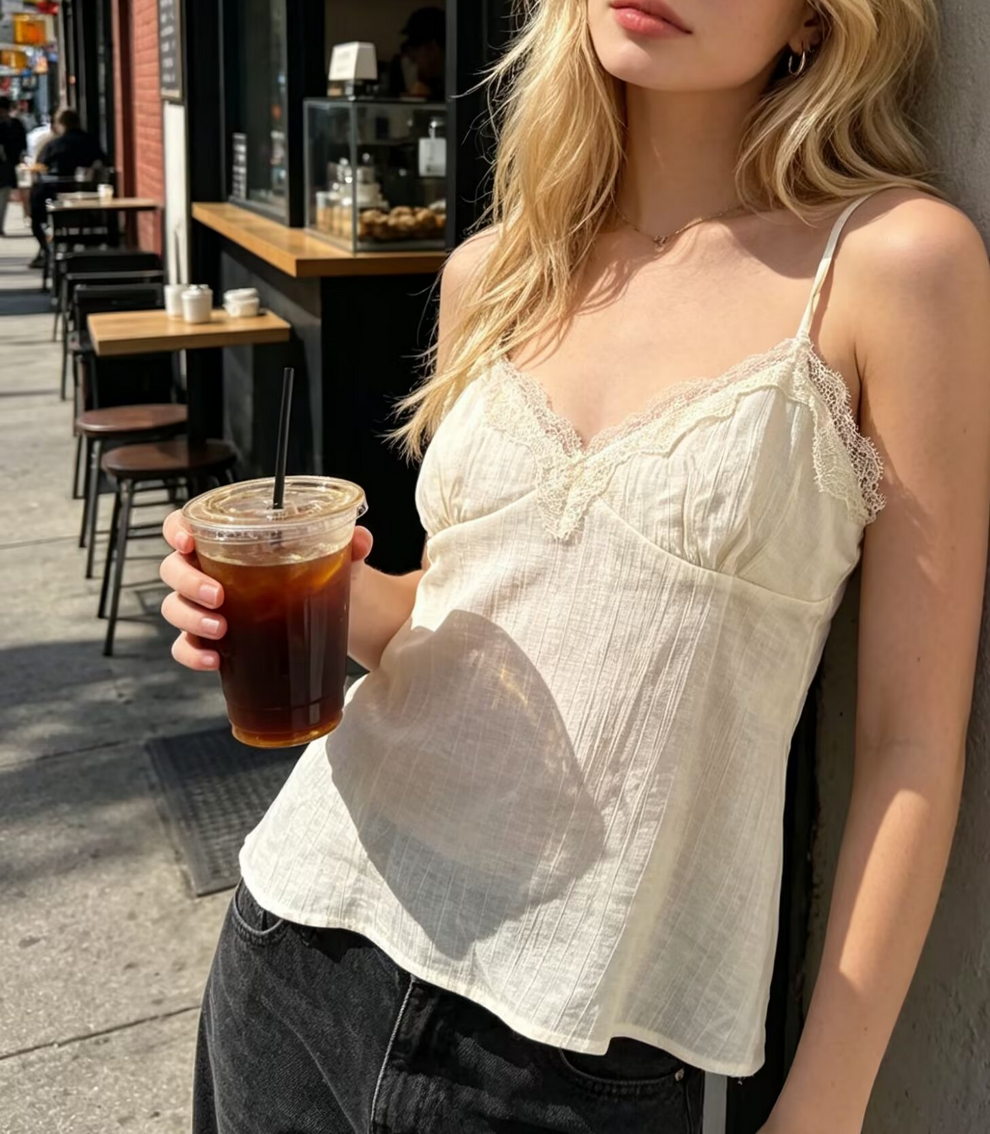 Wrinkle Effect Textured Underwear Cami Top