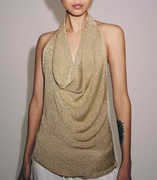 Metal Color Line Hanging Collar Cami Top