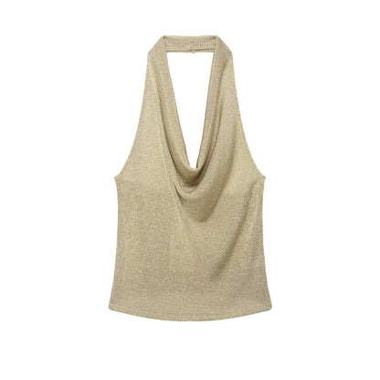Metal Color Line Hanging Collar Cami Top