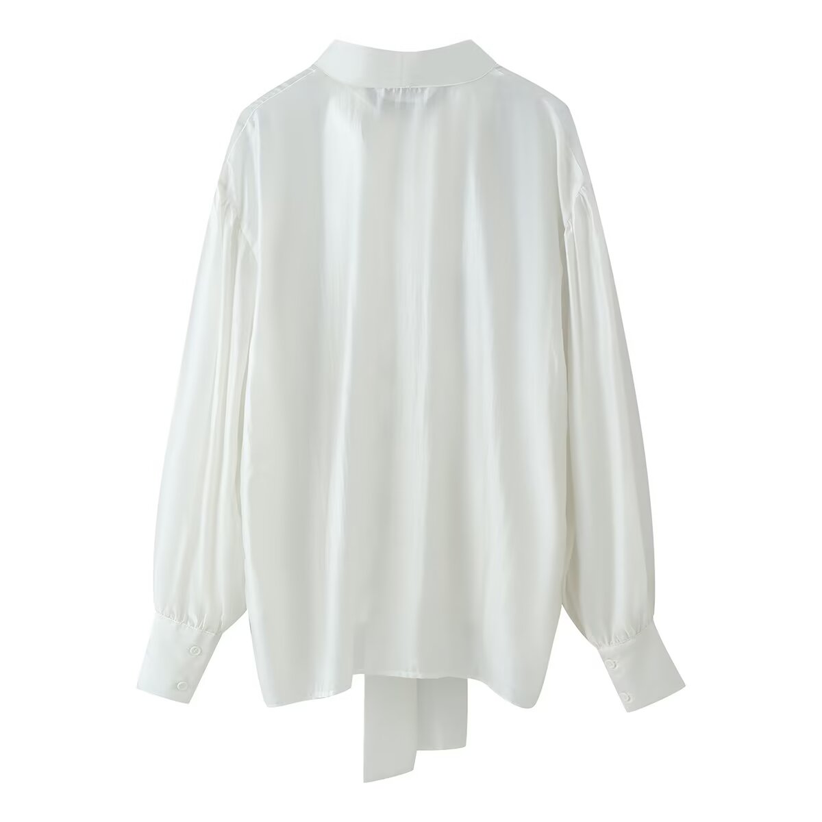 Sweet V-Neck Bowknot Straight Hem Long Sleeve Shirt