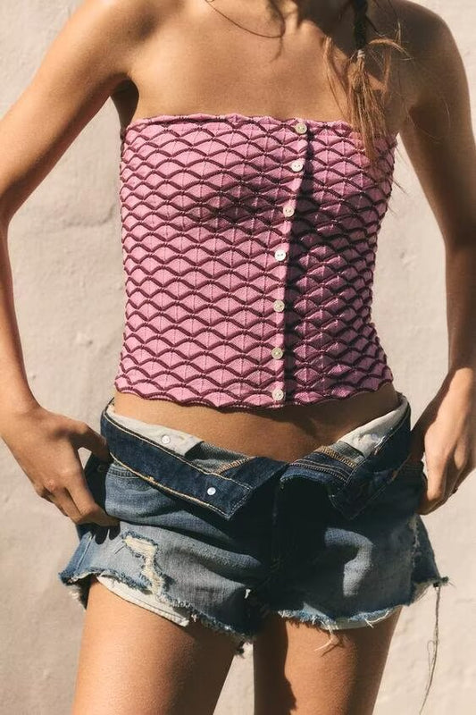 Sexy Knitted Jacquard Tube Top