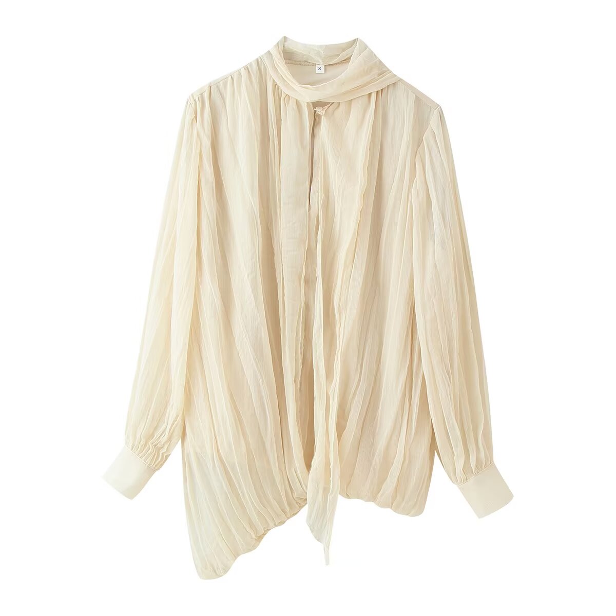 Pleated Padded Shoulder Office Short Sleeve Shirt