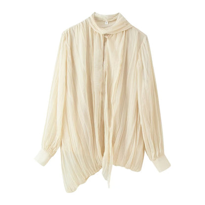 Pleated Padded Shoulder Office Short Sleeve Shirt