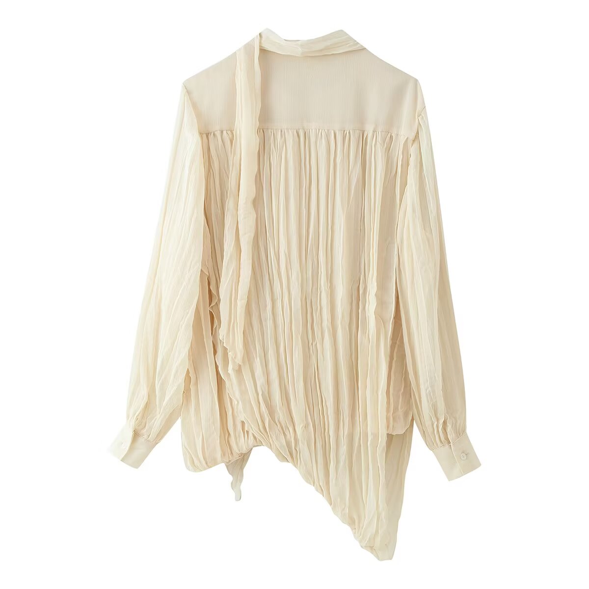 Pleated Padded Shoulder Office Short Sleeve Shirt