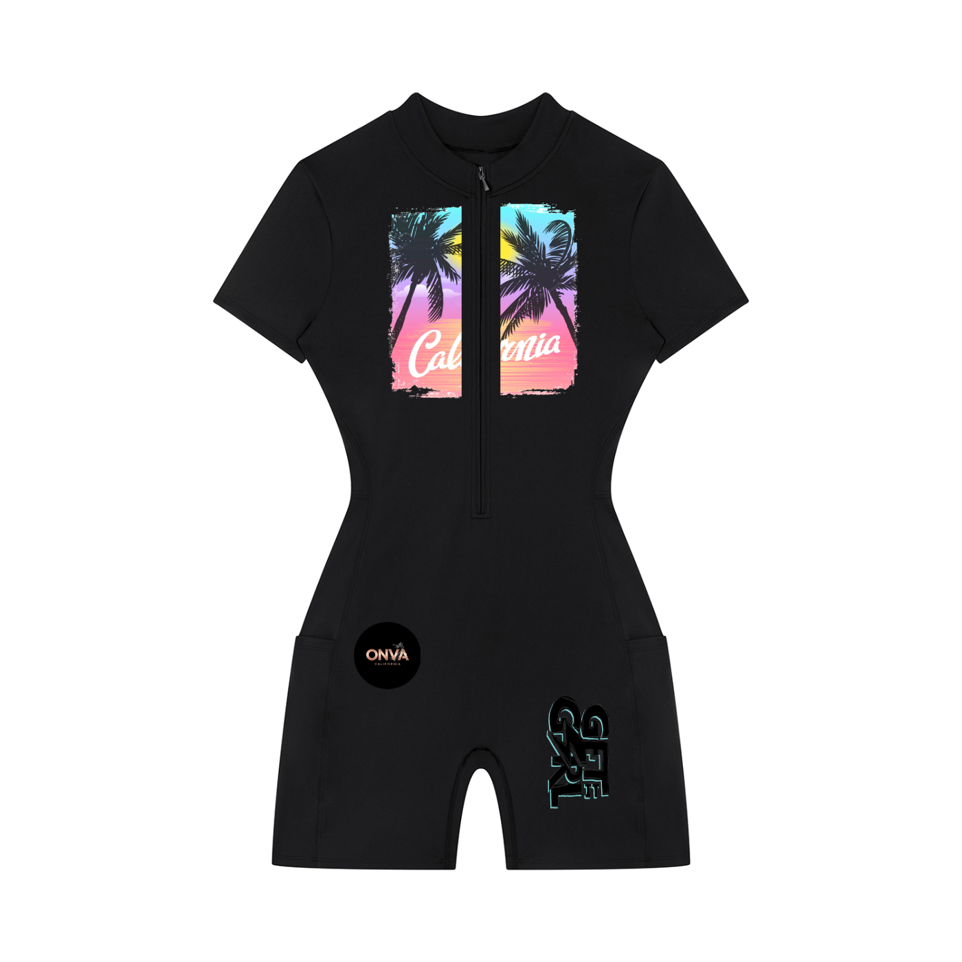 Women's Quarter-Zip Short Sleeve Romper