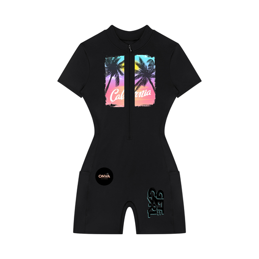 Women's Quarter-Zip Short Sleeve Romper