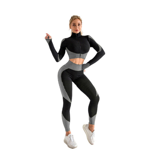 2-piece seamless zip-up yoga set – view 2