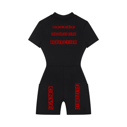 Women's Quarter-Zip Short Sleeve Romper