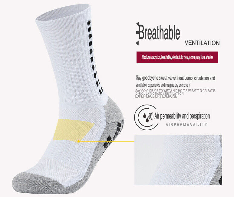 3 Pair Sport Socks Anti Slip W/ Grip Soccer Men Football Basketball