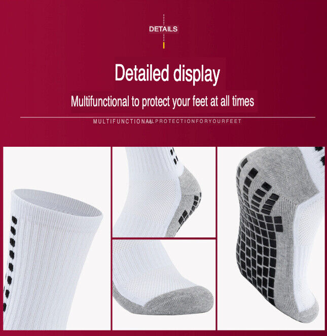 3 Pair Sport Socks Anti Slip W/ Grip Soccer Men Football Basketball
