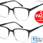 2 PK Unisex Blue Light Blocking Reading Glasses Computer Readers For