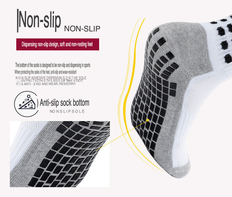 3 Pair Sport Socks Anti Slip W/ Grip Soccer Men Football Basketball