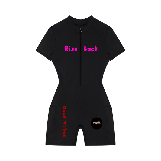 Women's Quarter-Zip Short Sleeve Romper